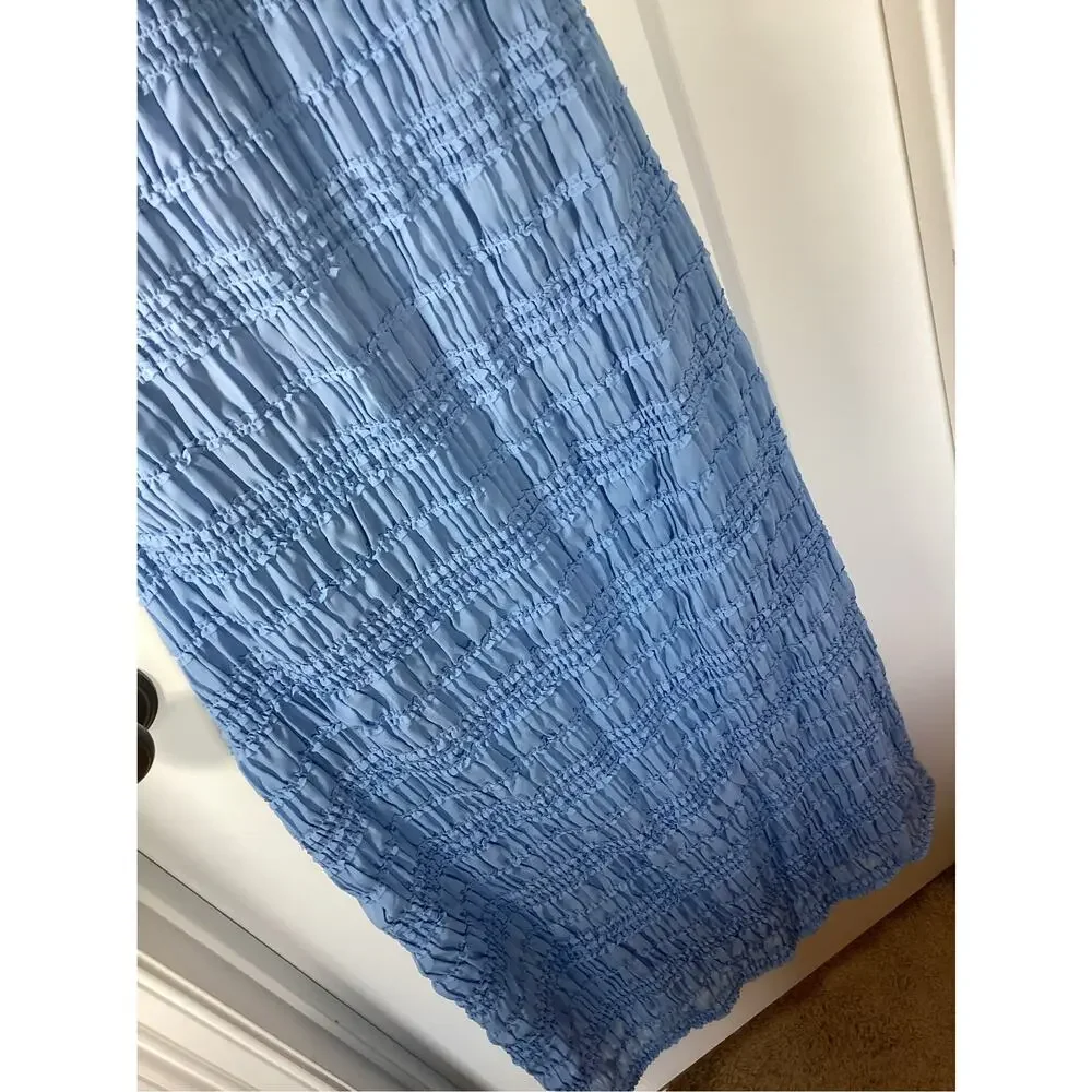 New Abercrombie‎ & Fitch Women's Halter Ruched Maxi Dress Dress Blue Size Large
